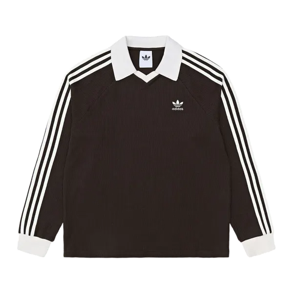 아디다스 와플 롱 슬리브 폴로 티 Adidas Waffle Long Sleeve Polo T-Shirt Dark Brown - KR Sizing KQ6868