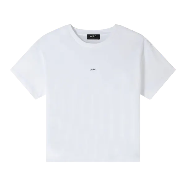 아페쎄 마이크로 로고 박시핏 반소매 티셔츠 (W) A.P.C. Boxy Micro Logo T-Shirt White Black COHBW-F26387-TAG